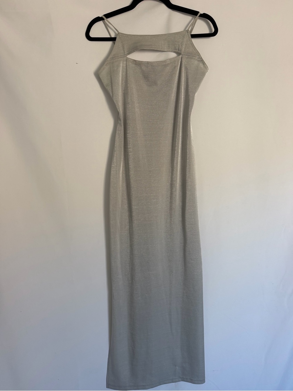 Silver Shimmer Cutout Maxi Dress - Women's Evening Gown
